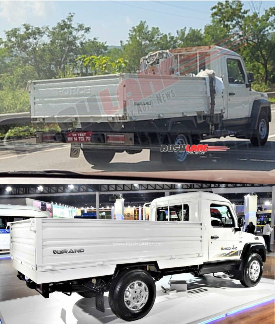 Production-spec  Force Kargo spotted testing (above) and Force Kargo King Grand showcased at 2020 Auto Expo